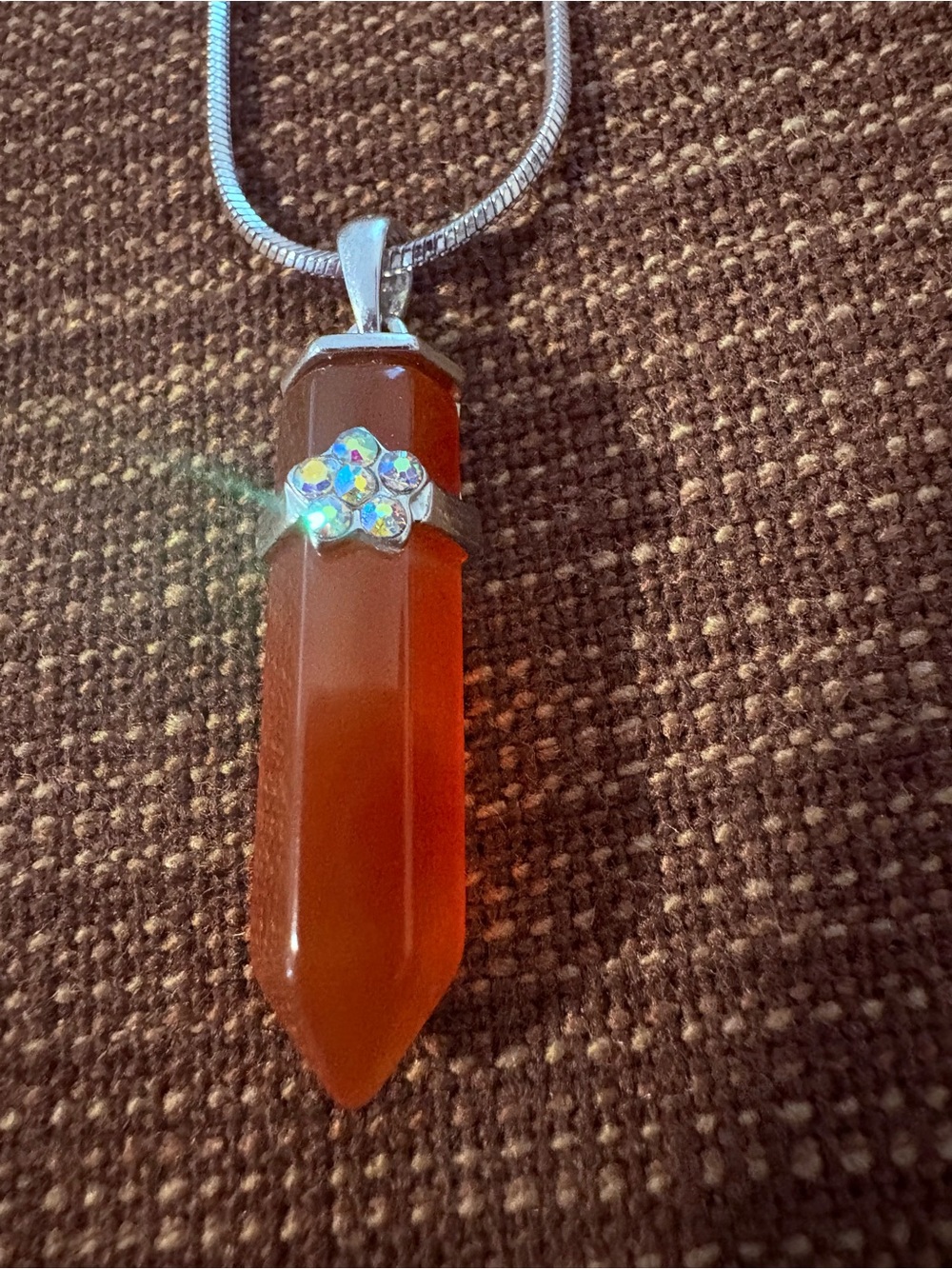 Carnelian Crystal Point Pendant Necklace - Unbranded